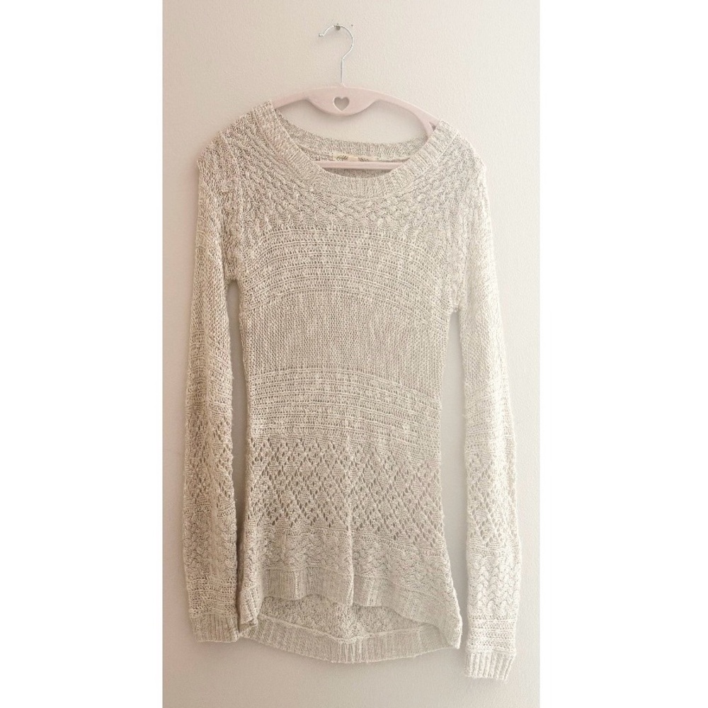 Crochet Knit Cream Sweater